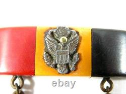 Vintage Bakelite WWII WW2 Victory V Military Eagle Sweetheart Dangle Brooch Pin