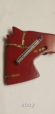 Vintage Bakelite cherry red horse head pin brooch pin glass eye