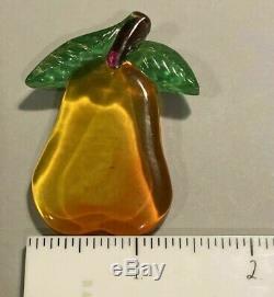 Vintage Best Bakelite Apple Juice Pear Fruit Brooch Pin -2-1/4