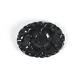 Vintage Black Bakelite Oval Flower Clover Carved Brooch Pin