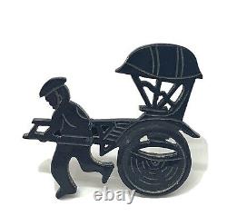 Vintage Black Bakelite Rickshaw Pin Brooch