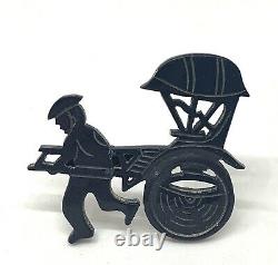 Vintage Black Bakelite Rickshaw Pin Brooch