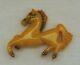 Vintage Butterscotch Bakelite Horse Pin With Metal Stud Accents