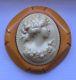 Vintage Butterscotch Carved Bakelite Cameo Brooch Pin Immaculate