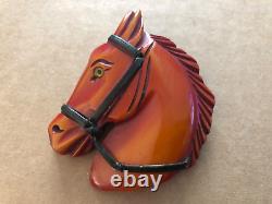Vintage CARVED BAKELITE Horse Pin Brooch