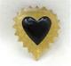 Vintage Carved Apple Juice & Black Bakelite Heart Pin Brooch 2 5/8