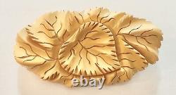 Vintage Carved Bakelite Butterscotch Yellow Leaf Brooch Pin