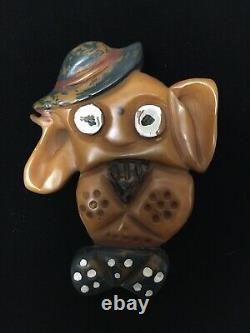 Vintage Carved Bakelite Doggie / Pooch Brooch / Pin