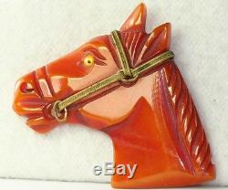 Vintage Carved Bakelite Horse Pin