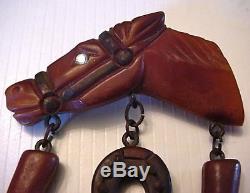 Vintage Carved Bakelite Horsehead Pin/brooch