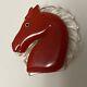 Vintage Carved Bakelite Red Bakelite Horse Head Neck Pin Brooch