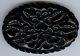 Vintage Carved Black Bakelite Cut Out Flowers Oval Pin Brooch