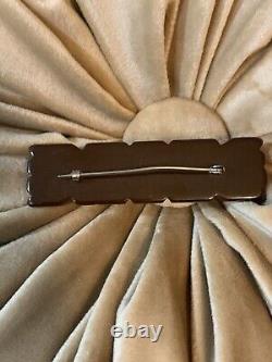 Vintage Carved Brown Bakelite Pin Brooch
