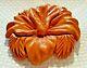 Vintage Carved Butterscotch Yellow Bakelite Large Round Flower Brooch Pin Tested