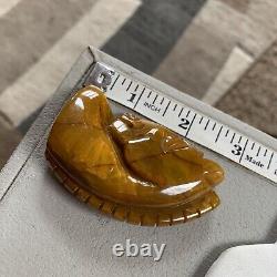 Vintage Carved End Of Day Bakelite Book Piece Horse Head Brooch Pin Chess Knight