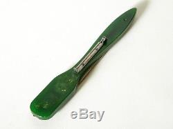 Vintage Carved Green Bakelite Stringed Musical Instrument Lute Brooch Pin