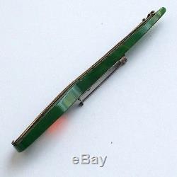 Vintage Carved Green Bakelite Stringed Musical Instrument Lute Brooch Pin