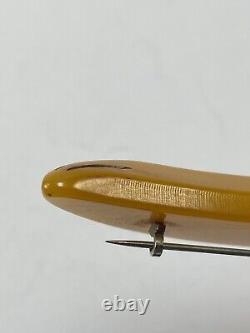 Vintage Carved Painted Bakelite Banana Shaped Pin Brooch? SEE VIDEO and TEST