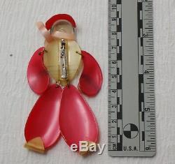 Vintage Celluloid Articulated Person Figure With Scarf Pin Brooch 1940's Coro