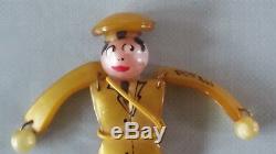 Vintage Celluloid Bakelite Articulated Soldier Figural Costume Pin Brooch Nr