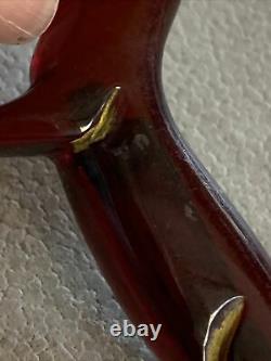 Vintage Cherry Prystal Bakelite Dachshund Weiner Dog 1960s Handmade Pin Brooch