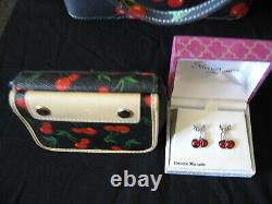 Vintage Cherry Red Bakelite Broosh, Pin + Bonus New Earrings, Purse And Wallet