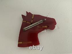 Vintage Circa 1950's Bakelite Carved Horse Head Large Brooch Pin