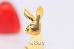 Vintage Crown Trifari Jelly Belly Bunny Rabbit Brooch Pin Off White & Gold Tone
