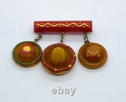 Vintage Dangling Bakelite South Of The Border3 SOMBREROSPIN