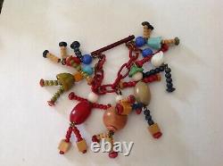 Vintage Early Miriam Haskell dangle glass bakelite eras glass family brooch pin