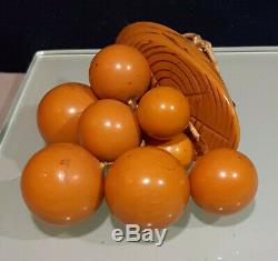 Vintage Fantastic Bakelite Orange Berries and Wood Pin