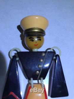 Vintage Figural Bakelite Jointed Articulated Military Soldier Figure Brooch Pin