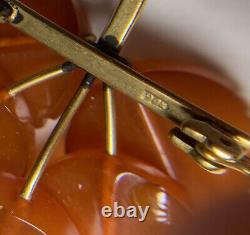 Vintage Gold & Bakelite Maple Leaf Pin Brooch Antique Stamped 99 1/4 Or 99% 24k