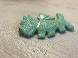 Vintage Green Bakelite Brooch Pin Scottish Terrier RARE