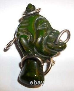 Vintage Green Bakelite Folk Art Black African Man's Head Brooch Pin (Book Piece)