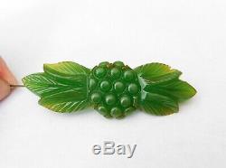 Vintage Green Bakelite Pin Flower Plant Motif