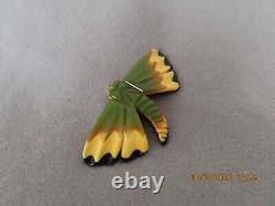 Vintage Hand Carved 3 Color Bakelite Butterfly Pin/brooch