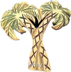 Vintage Highly Collectible Carved BAKELITE Double Palm Tree Brooch