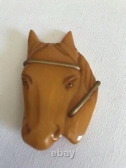 Vintage Horse Bakelite Brooch Pin Butterscotch Mid Century Ranch Cowgirl Rodeo