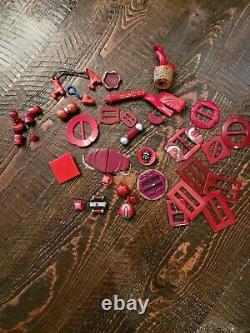Vintage Huge Lot Bakelite Celluloid jewelry Pins Brooches Buckles Buttons Clips