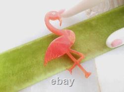 Vintage JIM FOLTZ Bakelite Brooch Pink Flamingo Pin Plastic Figural Carved 00AK