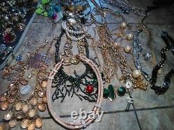 Vintage Jewelry Lot Brooches Bracelets Coro Rhinestone Necklace Trifari Earrings