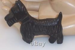 Vintage Large 3 Dark Brown Bakelite Scottie Terrier Dog Brooch Pin