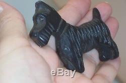Vintage Large 3 Dark Brown Bakelite Scottie Terrier Dog Brooch Pin