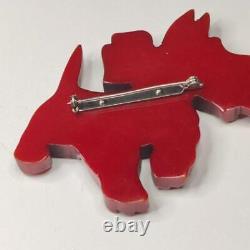 Vintage Large Carved Red Bakelite Scotty Dog Pin