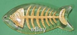 Vintage Lucite Fish Pin (Pendant) w Gold Flecks