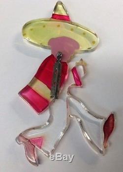 Vintage Lucite Pin Mexican Smoking Cigarette (C10)