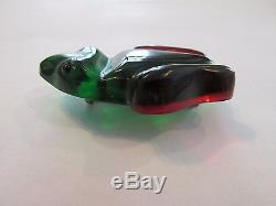 Vintage Lucite Rare Green Red Frog Toad Pin Brooch