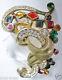 Vintage Lucite Sterling Jelly Belly Face Figural Pin Brooch Jewels Masterpiece