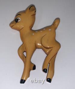 Vintage Martha sleeper Bakelite Deer Brooch Pin Rare Book Piece Bambi